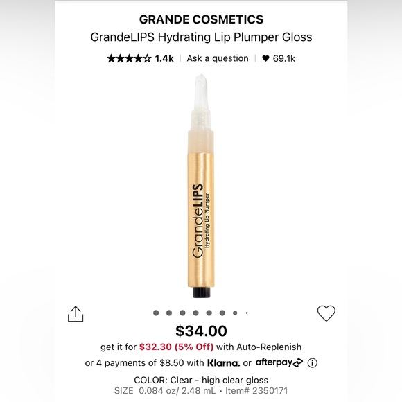 Grande Cosmetics Hydrating Lip Plumper Gloss 1.1ml - Picture 2 of 3